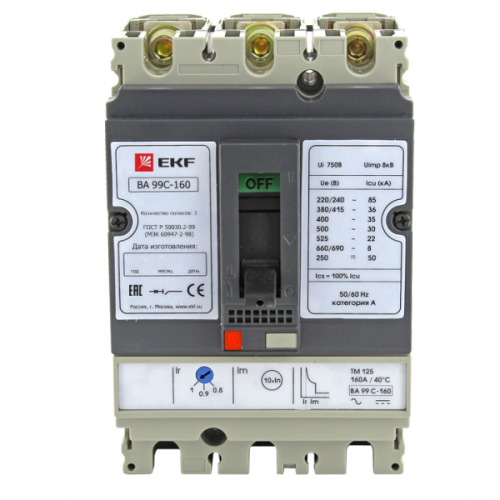 Автоматический выключатель ВА-99C (Compact NS) 160/16А 3P 36кА EKF | код. mccb99C-160-16 | EKF 